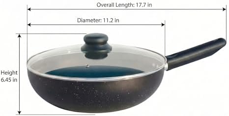 11-Inch Nonstick Flat-Bottom Wok with Glass Lid, Induction Stir-Fry and Saute Pan for Vegetables, Noodles and One-Pan Meals, Aluminum Wok for All Stovetops