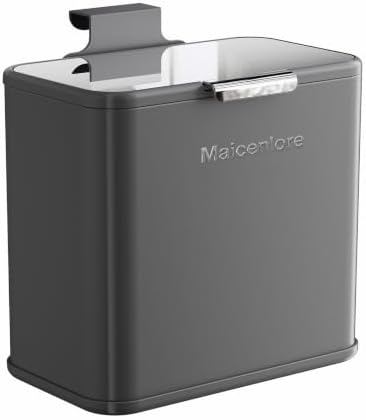 Stainless Steel Kitchen Hanging Trash Can with Lid (Grey S)