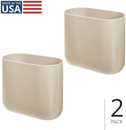 iDesign Small Slim Plastic Bathroom Trash Can, 2-Pack