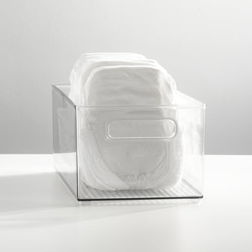 mDesign Plastic Deep Bin Organizer Caddy Container w/ Handles for
