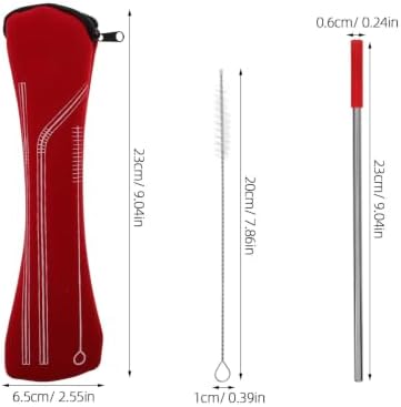 Stainless Steel Drinking Straws Set Reusable Travel Case with Silicone