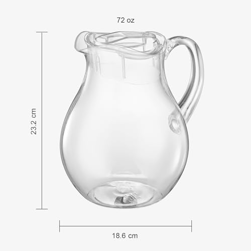 Khen 68 oz Acrylic Pitcher With Lid – 2 Liter Large Plastic Water Jug