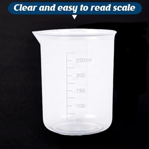 6-Pack Plastic Graduated Lab Beakers, 250ml & 300ml Mixing Measuring