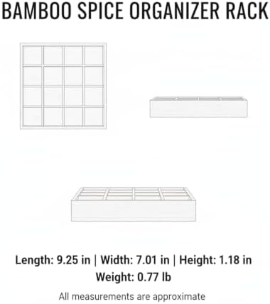 Bamboo Spice Organizer Rack, Compact Drawer Divider Tray for Kitchen