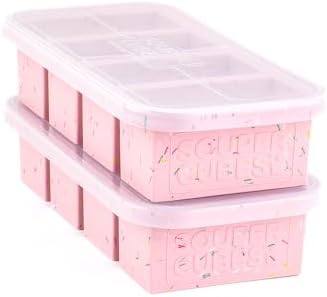 Souper Cubes 1 Cup Silicone Freezer Trays with Lids, Cotton Candy