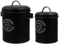 2pcs Black Metal Vegetable Storage Bin with Lid and Ventilation Holes