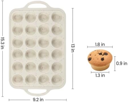 2 Pack 24 Cup Mini Muffin Pan, Nonstick Silicone Baking