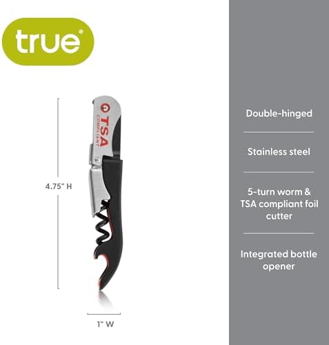 True Jetsetter TSA Compliant Double Hinged Waiters Corkscrew Wine