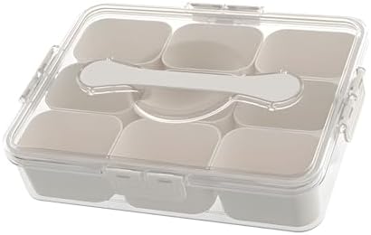 Divided Serving Tray with Lid and Handle, 9 Compartment Food Storage