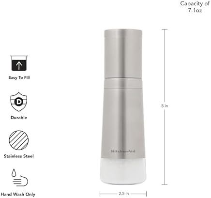 KitchenAid Stainless Steel Filled Salt Grinder, 8 Inch