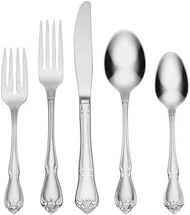 Oneida True Rose 45 Piece Everyday Flatware, Service for 8, 18/0 Stainless Steel, Silverware Set, Silver