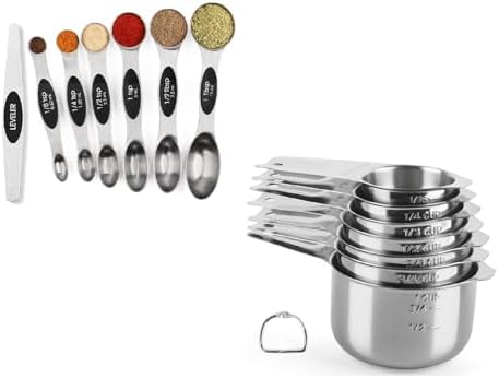 Magnetic Measuring Spoons Set Stainless Steel with Leveler, Stackable