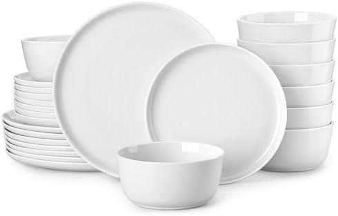 MALACASA 24-Piece Dinnerware Set for 8, White Porcelain Dishes