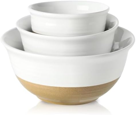 HASENSE Ceramic Serving Bowls, Large Salad Pasta Mixing Bowls Set