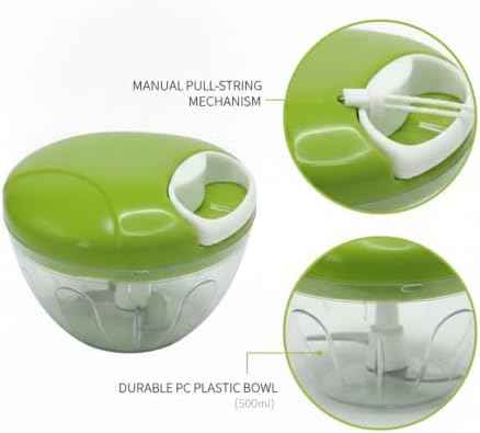 1-Pack Manual Food Chopper with Pull-String Mechanism, 500ml PC