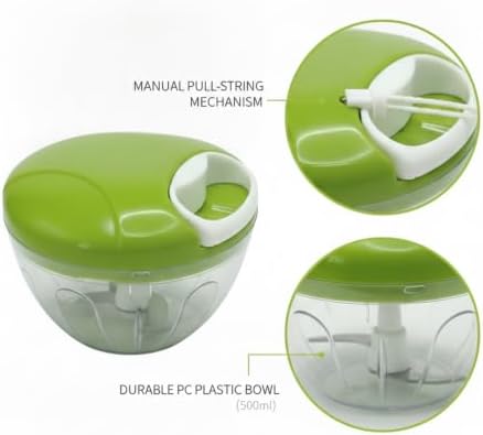 Effortless Garlic Mincing with Pull-String Manual Food Chopper, 500ml