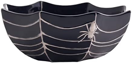 Bico Halloween Spider Web 9.5 inch Black Candy Ceramic Serving Bowl