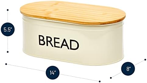 RoyalHouse Premium Metal Bread Box with Bamboo Lid