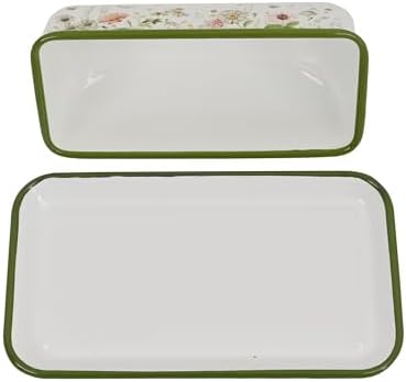 Enameled Farmhouse Vintage Butter Dish with Lid Durable Kitchen Food