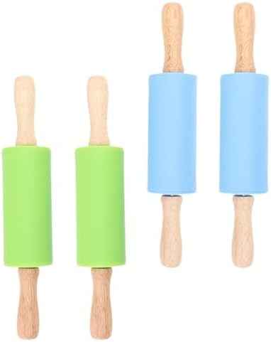 4pcs Silicone Rolling Pin Set for Children, Baking Dough