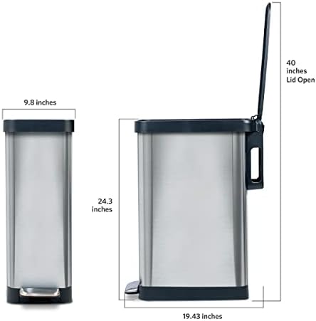 Glad Slim Trash Can, 12 Gallon, Stainless Steel