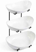 Ceramic Fruit Bowl for Kitchen Counter, 3 Tier Fruit Basket with Metal Stand, Tiered Fruit Stand for Countertop, Snack, Nuts, Cake, Dessert (3 tier)