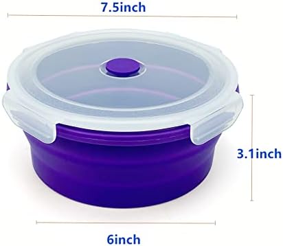 Collapsible Lunch Box Containers, Silicone Bento Box with Airtight Lid