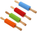 4 Piece Silicone Rolling Pin for Dough with Wood Handle