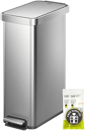 EKO Hudson Slim 50L Kitchen Trash Can, Stainless Steel