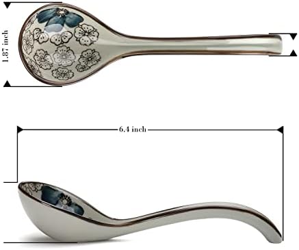Soup Spoons Set of 4 Ceramic Japanese Soup Spoon Porcelain Asian Soup