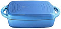 Bruntmor 2-in-1 Square Dutch Oven with Grill Pan, Whale Blue