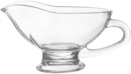 HIC Kitchen Glass Gravy Boat, 9-Ounce Capacity With Dripless Spout And
