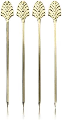 Viski Gold Art Deco Cocktail Picks, Stainless Steel Cocktail Picks for
