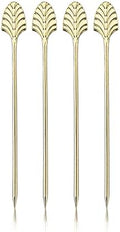 Viski Gold Art Deco Cocktail Picks, Stainless Steel Cocktail Picks for