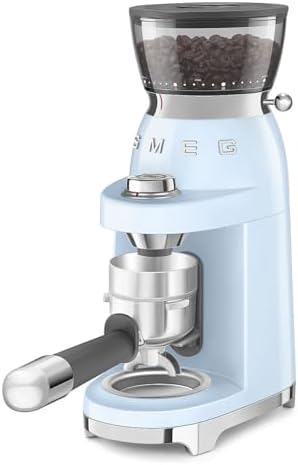 SMEG CGF03 Conical Burr Coffee Grinder, Pastel Blue