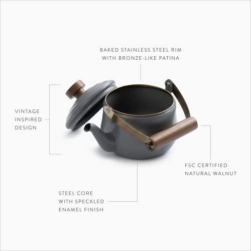 Barebones Enamel Teapot, 1.5 Liters, Slate Gray