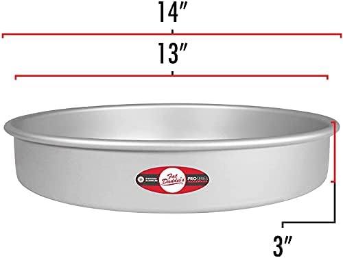 Lumintrail Fat Daddios Round Cake Pan, 13 x 3 Inch, Silver, with a