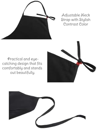 Jeelow Linen Bib Apron with Pockets for Women Men Cooking Kitchen