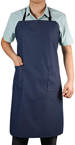 VWELL Waterproof Rubber Vinyl Apron W/ 2 Pockets - Lab Apron for