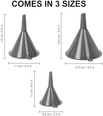 Kitchen Funnel Set of 3 with Cleaning Brush, Small to Large Sizes