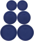 Pyrex (2) 7402-PC, (2) 7201-PC, & (2) 7200-PC Blue Lids - Made in USA