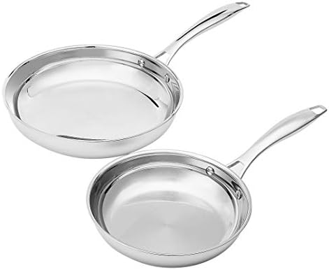 Amazon Basics Stainless Steel Frying Pan Set, Induction Compatible