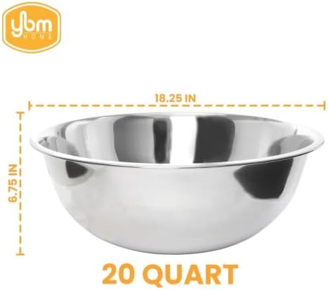 YBM HOME 20 Quart Stainless Steel Premium Mixing Bowl – Heavy Duty