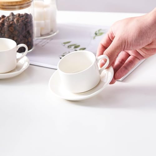 2.5 OZ Porcelain Stackable Espresso Cups and Metal Stand Set of 4