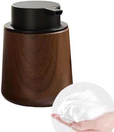 Walnut Wood Grain Foaming Soap Dispenser, Refillable Foam Bottle