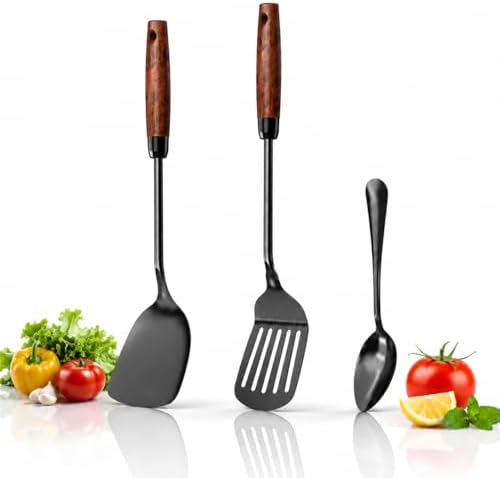 Titanium Spatula Set (3-Piece) – Metal Wok Spatula & Slotted Pancake
