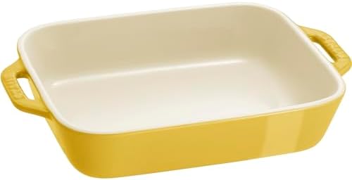 STAUB Ceramic Rectangular Baking Dish Set, 2-Piece, Citron