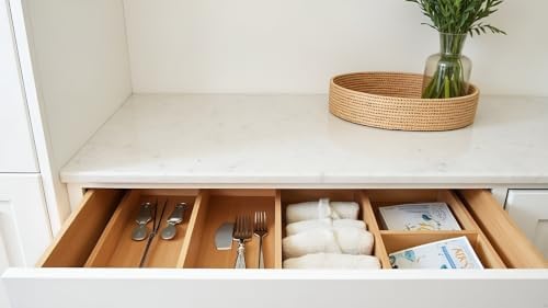 Bamboo Drawer Dividers, 16.5"-22" Adjustable Expandable Organizers