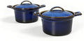 Mini Cocotte Set, Ceramic Serving Tureen, Blue, 16.9 OZ, Set of 2