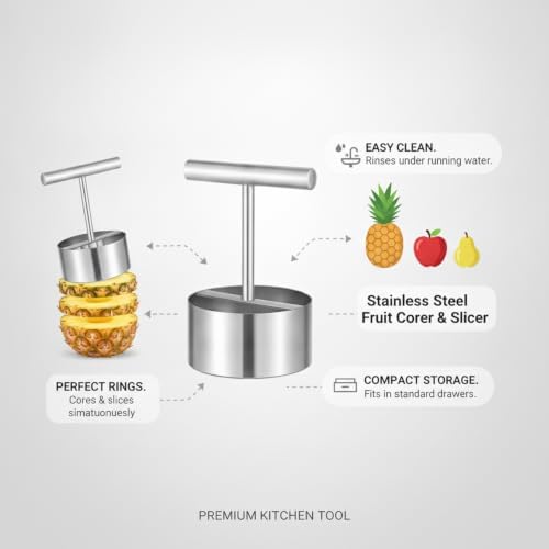 Fruit Corer and Slicer, Stainless Steel Tool for Pineapples, Apples
